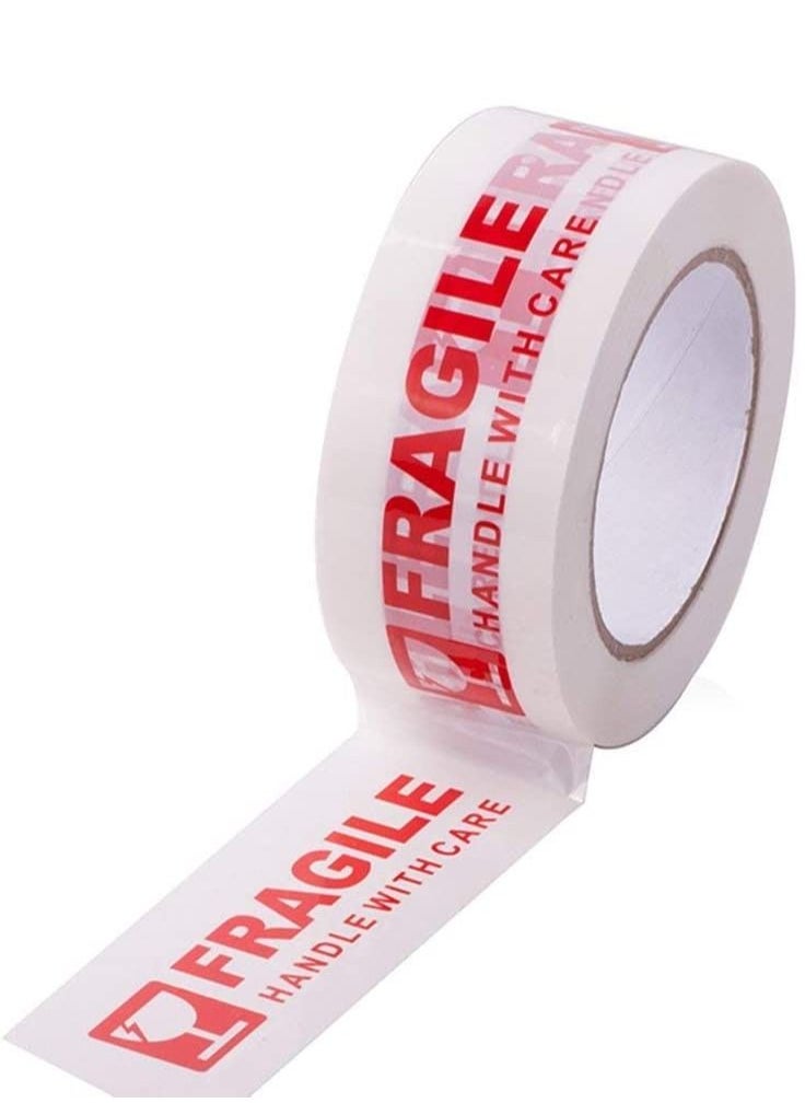 Rubik Fragile Tape Roll 5 cm Width x 66 meters Length Strong Adhesive Red Fragile Handle with Care Warning Packing Tape for Shipping and Moving (1 Roll)  - Image 1