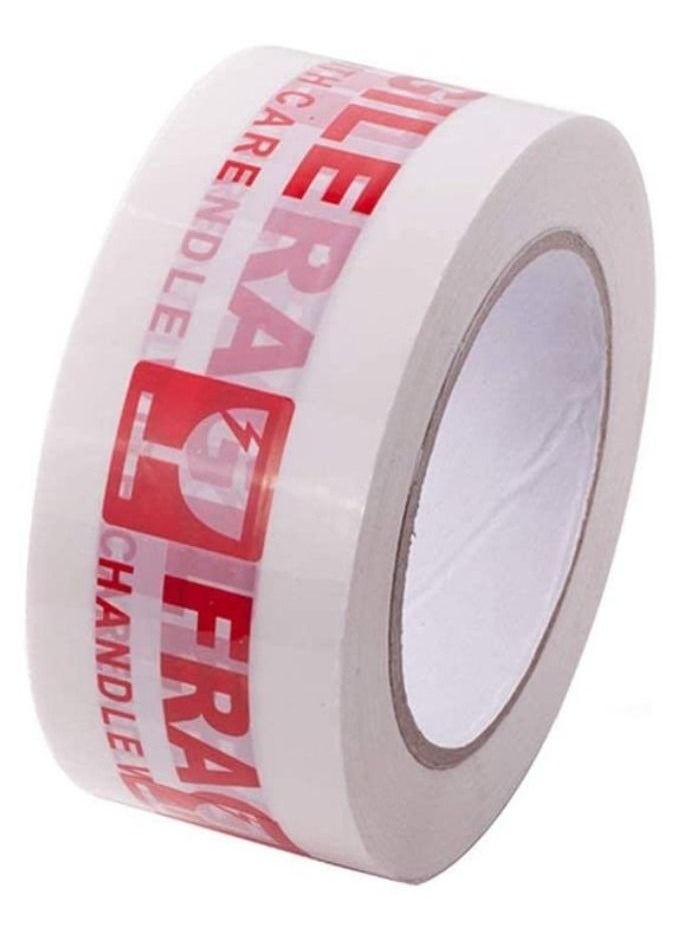 Rubik Fragile Tape Roll 5 cm Width x 66 meters Length Strong Adhesive Red Fragile Handle with Care Warning Packing Tape for Shipping and Moving (1 Roll)  - Image 3