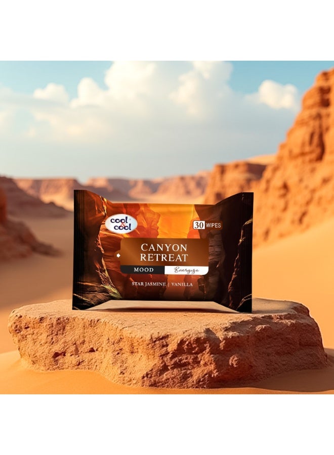 Cool & Cool Canyon Retreat Wipes 30s - Star Jasmine & Vanilla - Skin Care Moist Wipes for Energizing Cleanse - Image 3