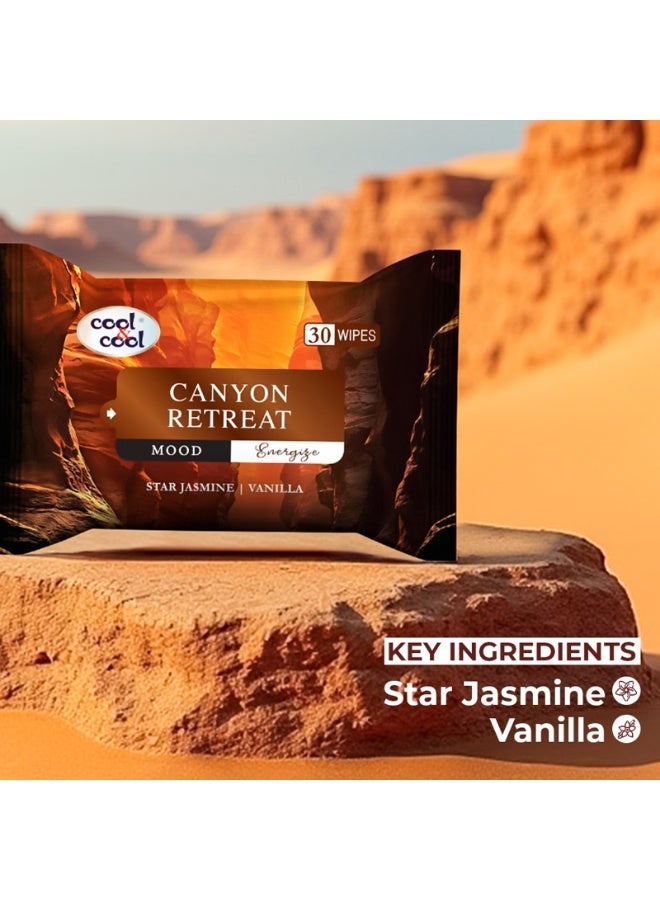 Cool & Cool Canyon Retreat Wipes 30s - Star Jasmine & Vanilla - Skin Care Moist Wipes for Energizing Cleanse - Image 4