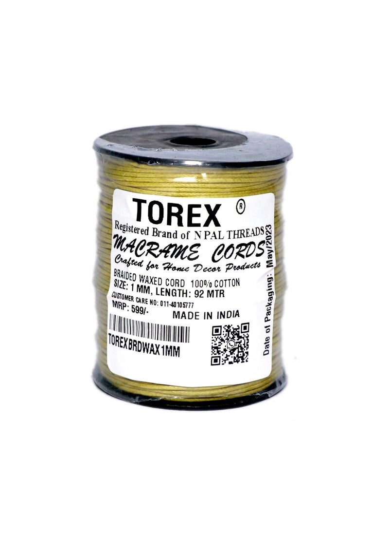 Torex TOREX� 92 Mt, 1mm Thick, Roll Braided Wax Cotton Cord for DIY Jewellery Making, Beading, Art and Craft Work and Handicrafts, (Pack of 1 pcs Yellow)  - Image 2