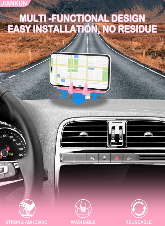 jiankun Car Phone Holder Mount, Dashboard Cell Phone Holders for Your Car, Stable & Anti-Slip Silicone Design, Fits iPhone, Samsung, and Android Smartphones, GPS Navigation Devices (Pink) - Image 4