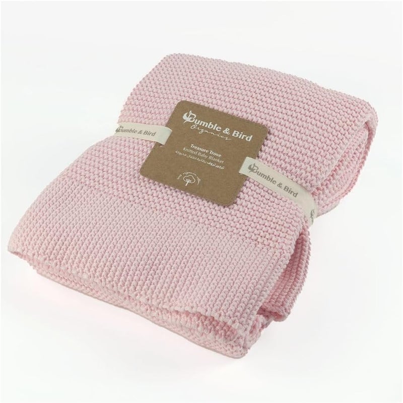 Bumble & Bird Treasure Trove Knitted Baby Blanket - Pink - Image 5