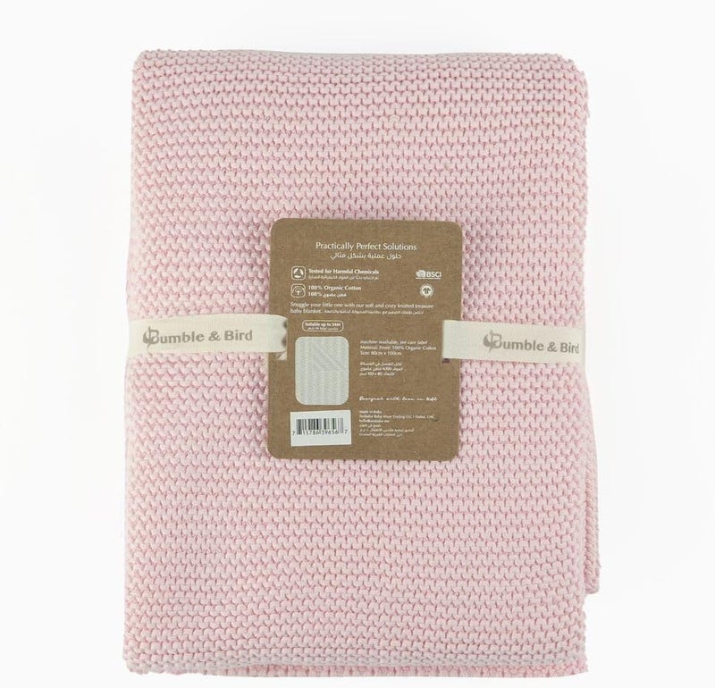 Bumble & Bird Treasure Trove Knitted Baby Blanket - Pink - Image 3