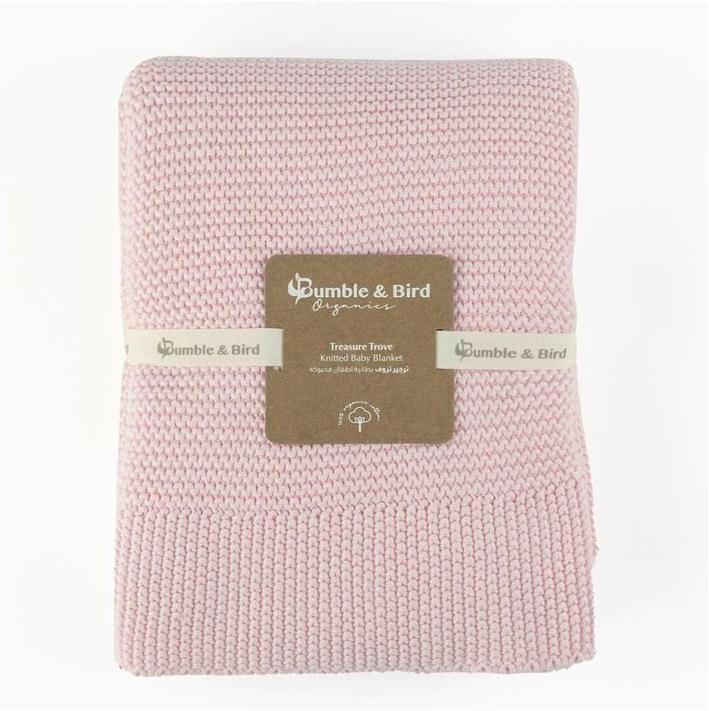 Bumble & Bird Treasure Trove Knitted Baby Blanket - Pink - Image 1