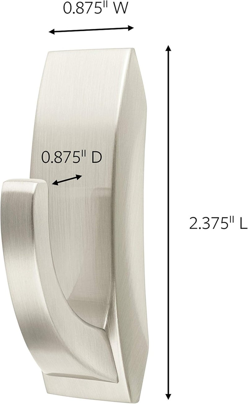 Command Bath Satin Nickel Small Hook | Holds 450 gr. each hook | Silver color | Water-Resistant Strips | Organize | Decoration | No Tools | Holds Strongly | Damage-Free Hanging | 1 Hook + 2 str/pack - Image 2