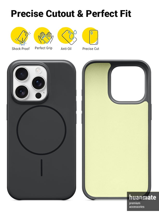 هووانميت حافظة لهاتف أبل آيفون 16 برو ماكس ماج سيف أسود - مغناطيس قوي وعالي الجودة، متوافق مع الشحن اللاسلكي، حماية ضد الصدمات، غطاء مغناطيسي نحيف للغاية مضاد للخدش لهاتف أبل آيفون 16 برو ماكس - Image 2