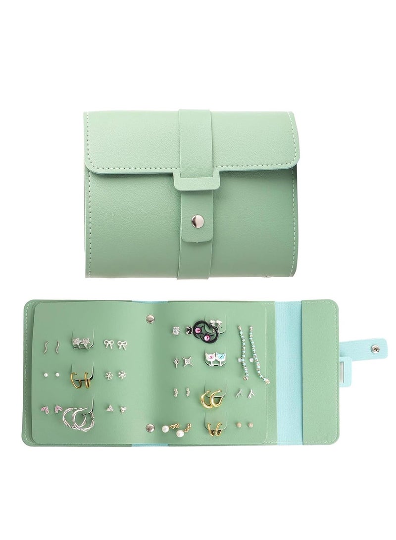 CMGTYYD Earring Storage Box, Portable PU Leather Organizer with Foldable Book Design, Travel-Friendly Case for Earrings and Jewelry  - Image 1