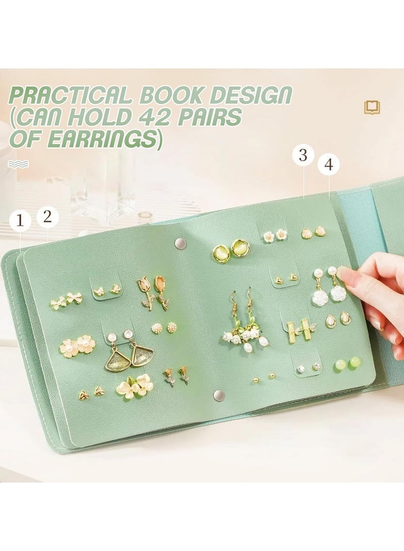 CMGTYYD Earring Storage Box, Portable PU Leather Organizer with Foldable Book Design, Travel-Friendly Case for Earrings and Jewelry  - Image 4