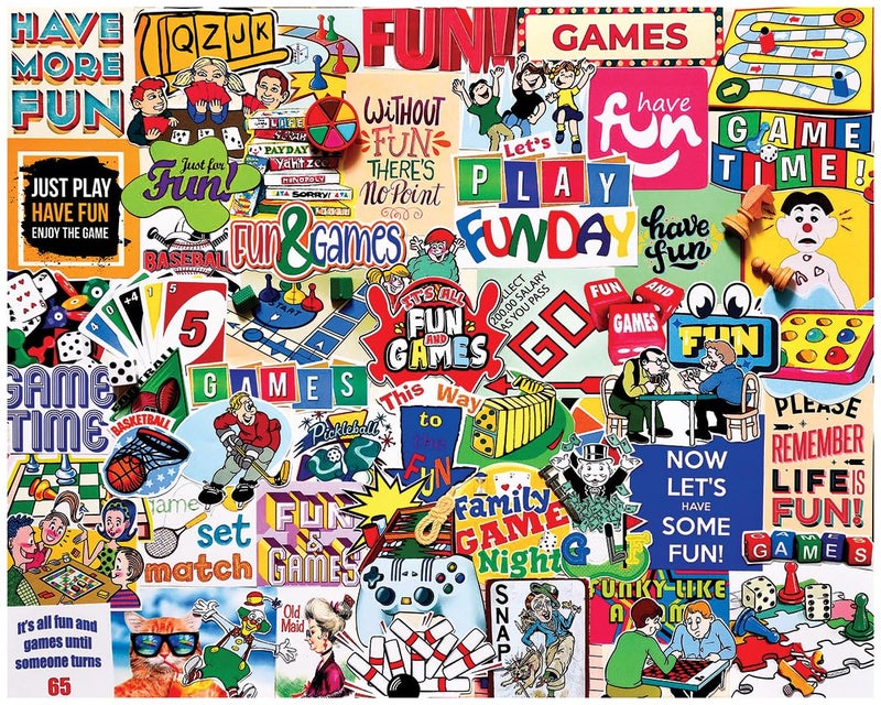 White Mountain 1000 Piece Jigsaw Puzzle Nostalgic Game Collage Puzzles with Large Pieces for Adults and Family 24x30 Its All Fun Games - Image 3