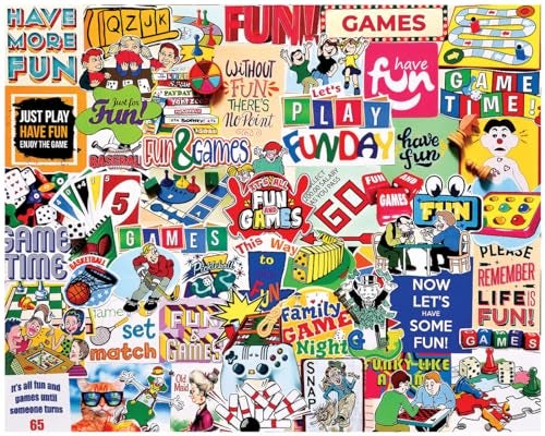 White Mountain 1000 Piece Jigsaw Puzzle Nostalgic Game Collage Puzzles with Large Pieces for Adults and Family 24x30 Its All Fun Games - Image 1