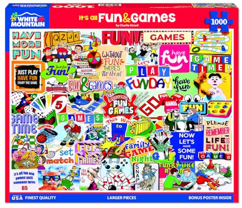 White Mountain 1000 Piece Jigsaw Puzzle Nostalgic Game Collage Puzzles with Large Pieces for Adults and Family 24x30 Its All Fun Games - Image 5
