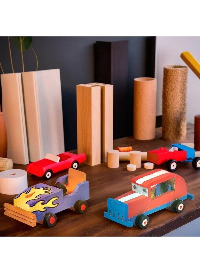 Fun Express DIY Unfinished Wood Hot Rod Cars Set - Craft Kits for Kids Customizable Race Car Party Favors - Birthday Parties Arts & Crafts Projects Family Fun - Perfect Crafting Decorating - 12 Pieces - Image 2