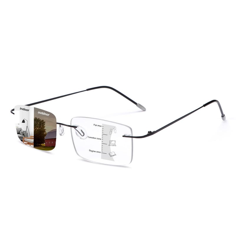 Yimi Photochromic Progressive Multifocus Reading Glasses For Men Women Uv400 Sun Readers Computer Anti Blue Light Glasses(Black  2.00  Multiplier_X) - Image 1