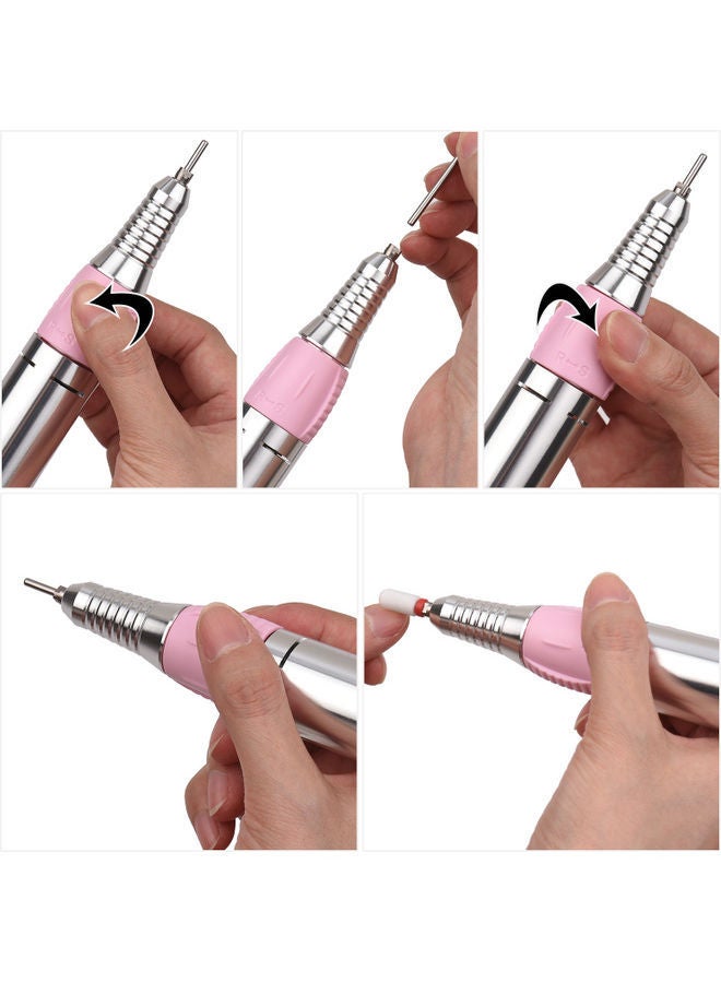 NIBEMINENT Mini Electric Nail Drill Handpiece Polisher Grinder Silver/Grey/Red - Image 3