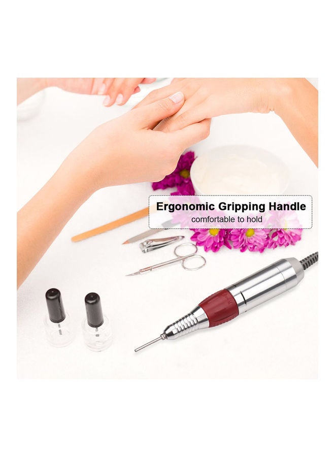 NIBEMINENT Mini Electric Nail Drill Handpiece Polisher Grinder Silver/Grey/Red - Image 4