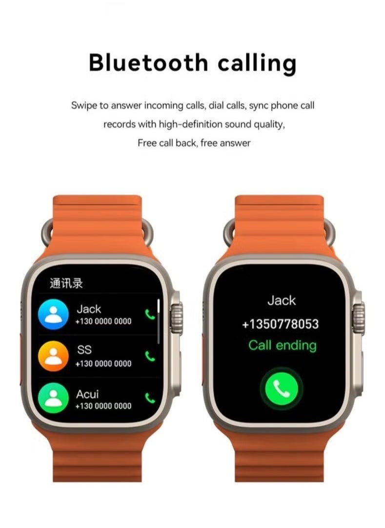 Generic - X8+ Plus Ultra Series 8 Smart watch 2.08 Inch IPS display NFC Bluetooth V5 Call Waterproof IP67 Wireless Charger - Black - Image 1