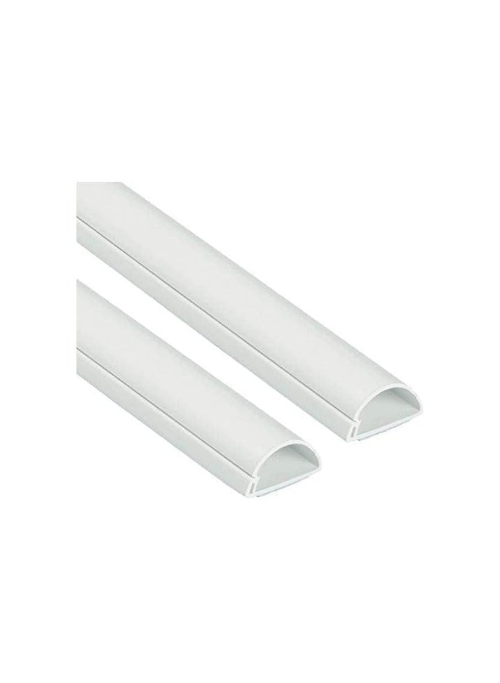 ABBASALI 1 Meter White Floor PVC Trunking With Self Adhesive Red Sticker Wall Cord Cover Cable Concealer On-Wall Wire Cover Paintable Cable Management - Pack of 3 (10x35MM, White) - Image 1