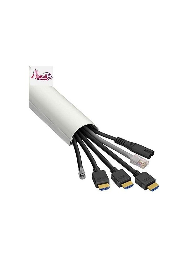 ABBASALI 1 Meter White Floor PVC Trunking With Self Adhesive Red Sticker Wall Cord Cover Cable Concealer On-Wall Wire Cover Paintable Cable Management - Pack of 3 (10x35MM, White) - Image 3