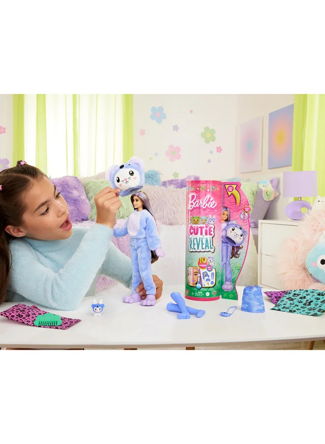 باربي Cutie Reveal Doll & Accessories With Animal Plush Costume & 10 Surprises Including Color Change, Bunny As A Koala In Costume-Themed Series