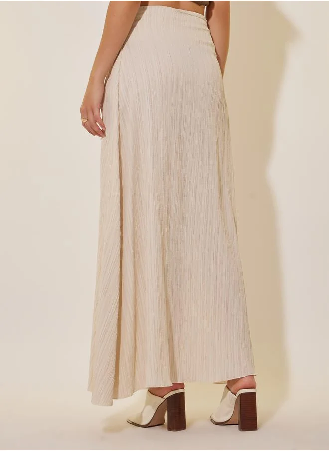 Styli Solid A-line Detail Maxi Skirt