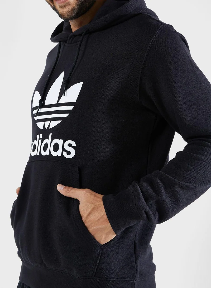 Adidas Originals Black / White Adicolor Classics Trefoil Hoodie for Men | Best Price UAE