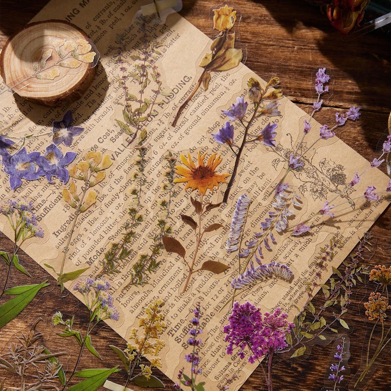 emmoolife 380 Pcs Pressed Flower Sticker Set Dried Flowers Themed Resin Journaling Stickers Floral Natural Botanical Fallen Leaves Decals for Scrapbook Supplies Bullet Junk Journal Bottles Planner Laptops - Image 4