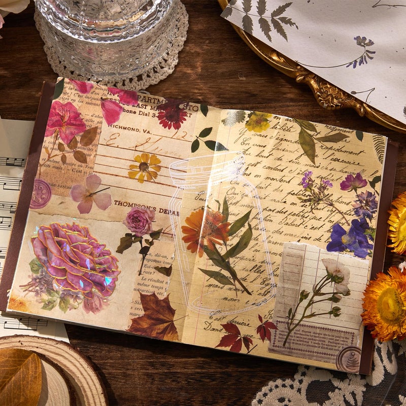 emmoolife 380 Pcs Pressed Flower Sticker Set Dried Flowers Themed Resin Journaling Stickers Floral Natural Botanical Fallen Leaves Decals for Scrapbook Supplies Bullet Junk Journal Bottles Planner Laptops - Image 5