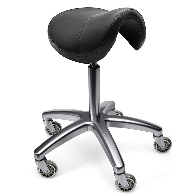 TASALON TASALON Saddle Stool  Ergonomic Saddle Chair  Comfortable Saddle Stool with Wheels  Swivel Salon Cutting Stool for Kitchen Salon Spa Tattoo Pedicure Massage Esthetician Chair  Black 