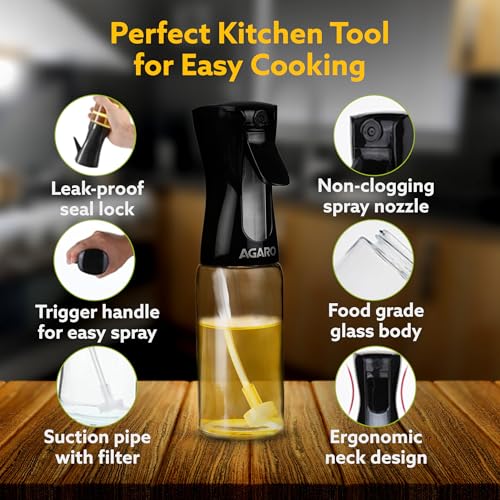 AGARO Elegant Oil Sprayer For Cooking, 200 Ml, Glass Body, Refillable Cooking Oil Spray Bottle, Oil Spritzer, Widely Used For Salad Making, Baking, Frying, Bbq, Portable,Brown - Image 5