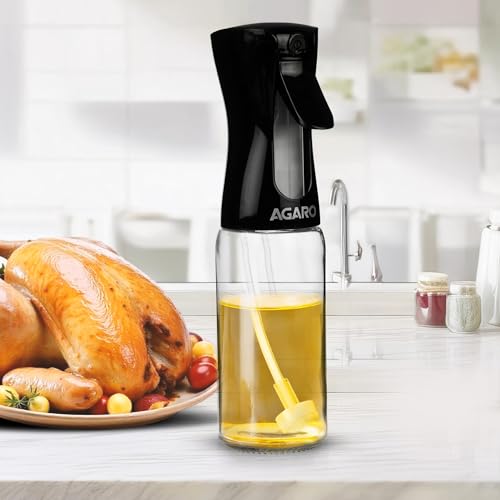 AGARO Elegant Oil Sprayer For Cooking, 200 Ml, Glass Body, Refillable Cooking Oil Spray Bottle, Oil Spritzer, Widely Used For Salad Making, Baking, Frying, Bbq, Portable,Brown - Image 1