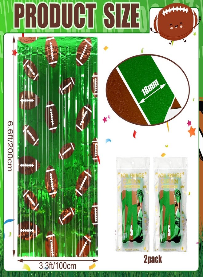 Knitgrip 4 Pack Football Party Decorations Football Photo Props 3.3x6.6 ft Football Foil Fringe Curtain Football Backdrop Football Birthday Party Decorations Sports Party Background - Image 2
