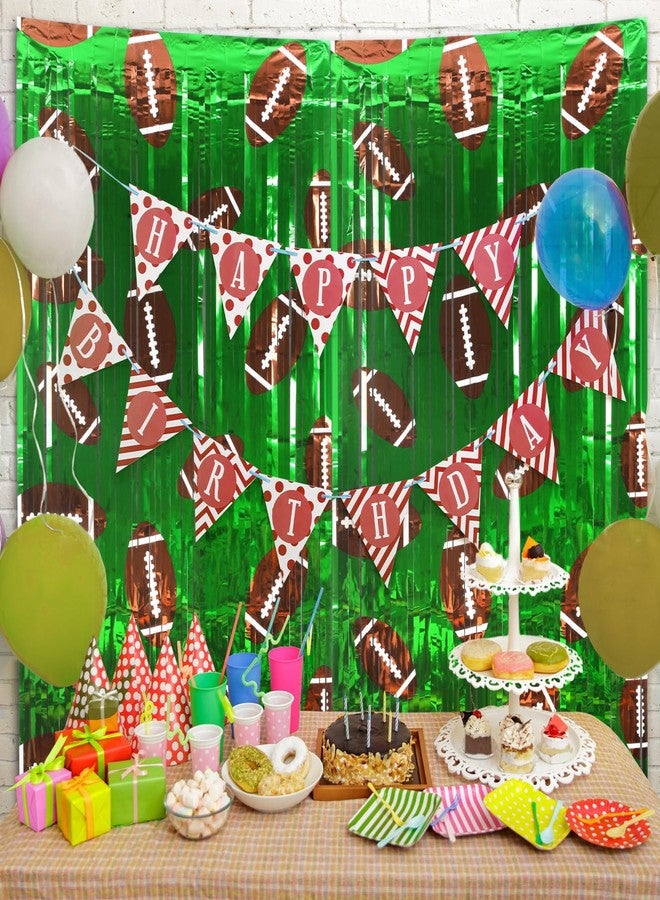 Knitgrip 4 Pack Football Party Decorations Football Photo Props 3.3x6.6 ft Football Foil Fringe Curtain Football Backdrop Football Birthday Party Decorations Sports Party Background - Image 5