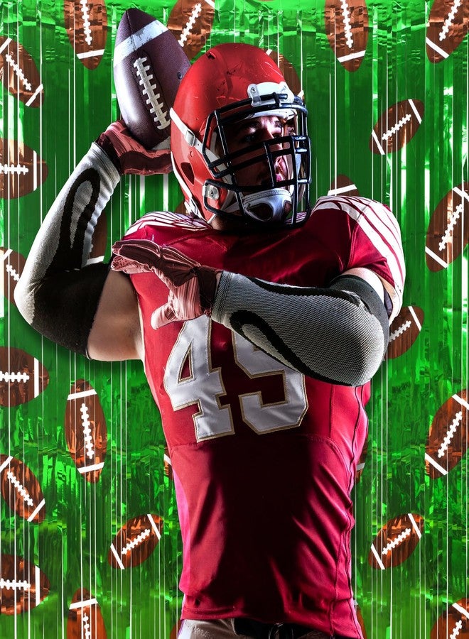 Knitgrip 4 Pack Football Party Decorations Football Photo Props 3.3x6.6 ft Football Foil Fringe Curtain Football Backdrop Football Birthday Party Decorations Sports Party Background - Image 4