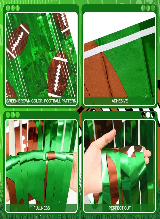 Knitgrip 4 Pack Football Party Decorations Football Photo Props 3.3x6.6 ft Football Foil Fringe Curtain Football Backdrop Football Birthday Party Decorations Sports Party Background - Image 3