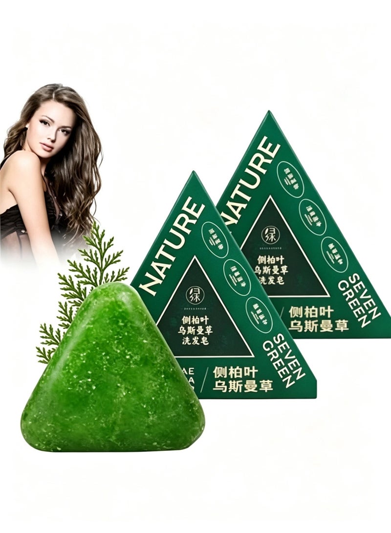 Nature Triangle Shampoo Bar, Nature Soap, Usman Grass Bar, Calming & Strengthens Hair for Women and Mens(2pcs) - Image 1