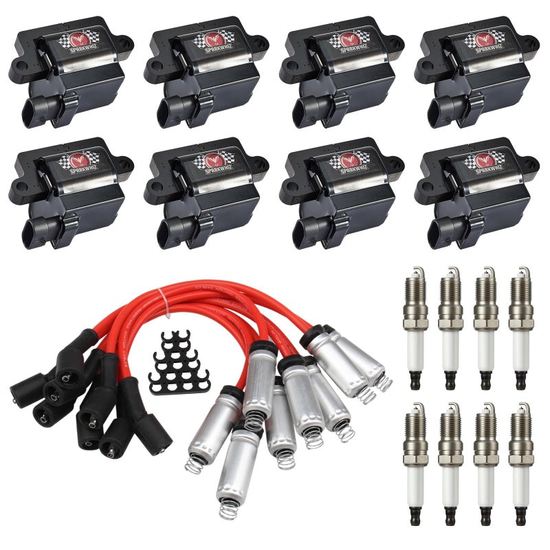 SPARKWHIZ UF271 Square Ignition Coils and Spark Plugs 748EE Wires Set D581 Coil Pack Kits Compatible with GMC SierraSuburban Escalade Avalanche Chevy Silverado 1500 48L 53L 60L Part Number 12558693 - Image 2