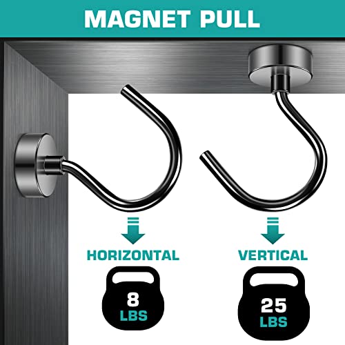 Grtard 10Pack Black Magnetic Hooks for Hanging, 25LBS Heavy Duty Magnet Hooks, Strong Magnetic Hooks for Cruise, Magnets with Hooks for Fridge, Home, Kitchen, Office, Workplace - Image 5