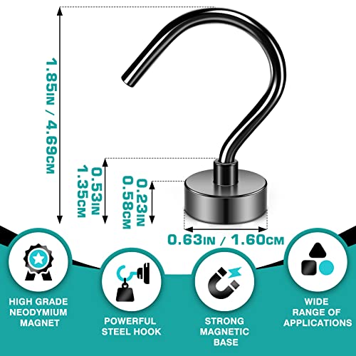 Grtard 10Pack Black Magnetic Hooks for Hanging, 25LBS Heavy Duty Magnet Hooks, Strong Magnetic Hooks for Cruise, Magnets with Hooks for Fridge, Home, Kitchen, Office, Workplace - Image 2