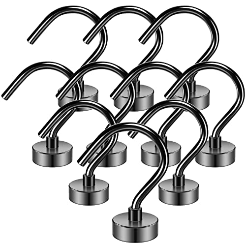 Grtard 10Pack Black Magnetic Hooks for Hanging, 25LBS Heavy Duty Magnet Hooks, Strong Magnetic Hooks for Cruise, Magnets with Hooks for Fridge, Home, Kitchen, Office, Workplace - Image 1