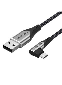 فينشن كابل VENTION USB 2.0 إلى Micro-B بزاوية قائمة من نوع سبيكة الألومنيوم الرمادية رقم الموديل COBHG  - Image 1