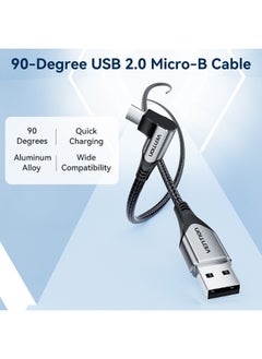 فينشن كابل VENTION USB 2.0 إلى Micro-B بزاوية قائمة من نوع سبيكة الألومنيوم الرمادية رقم الموديل COBHG  - Image 2