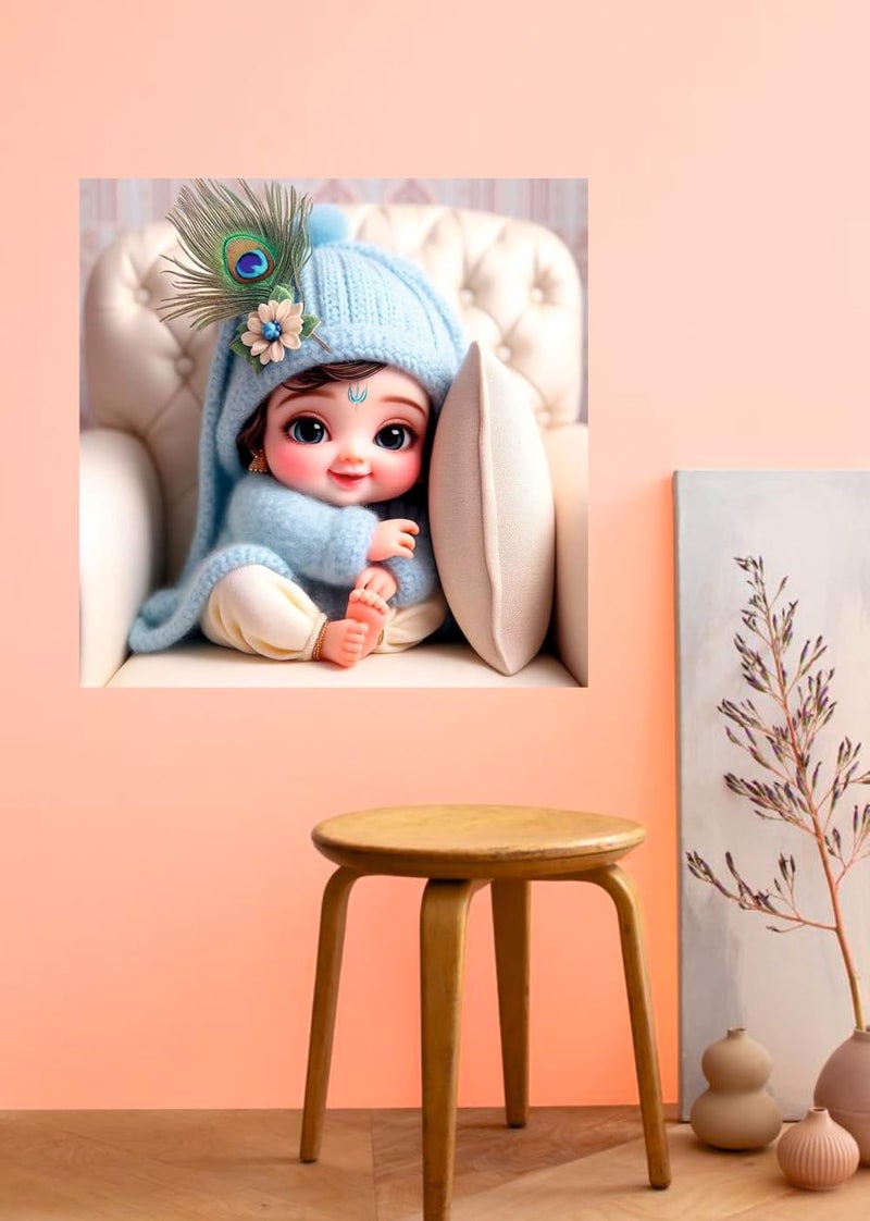 Akki World Baby Krishna Wall Poster (K_16_Poster_21) For Bed Room, Livng Room, Pooja Room, Office (Size - 41CM X 41CM) - Image 4
