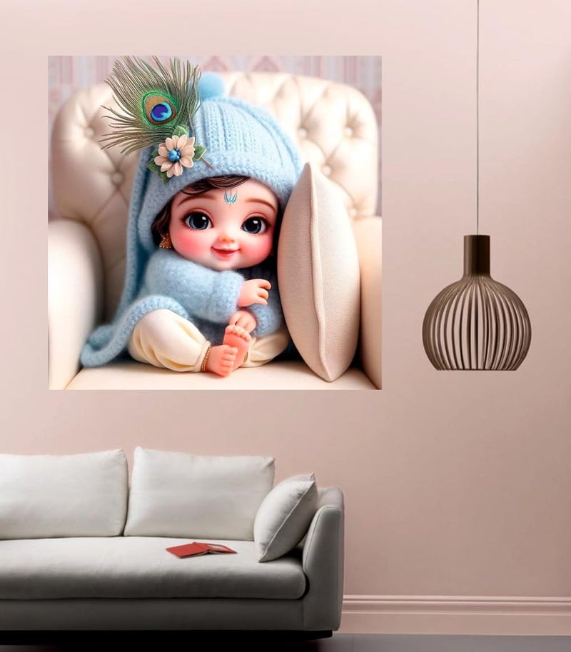 Akki World Baby Krishna Wall Poster (K_16_Poster_21) For Bed Room, Livng Room, Pooja Room, Office (Size - 41CM X 41CM) - Image 3