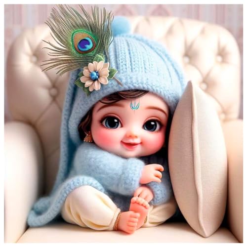 Akki World Baby Krishna Wall Poster (K_16_Poster_21) For Bed Room, Livng Room, Pooja Room, Office (Size - 41CM X 41CM) - Image 1