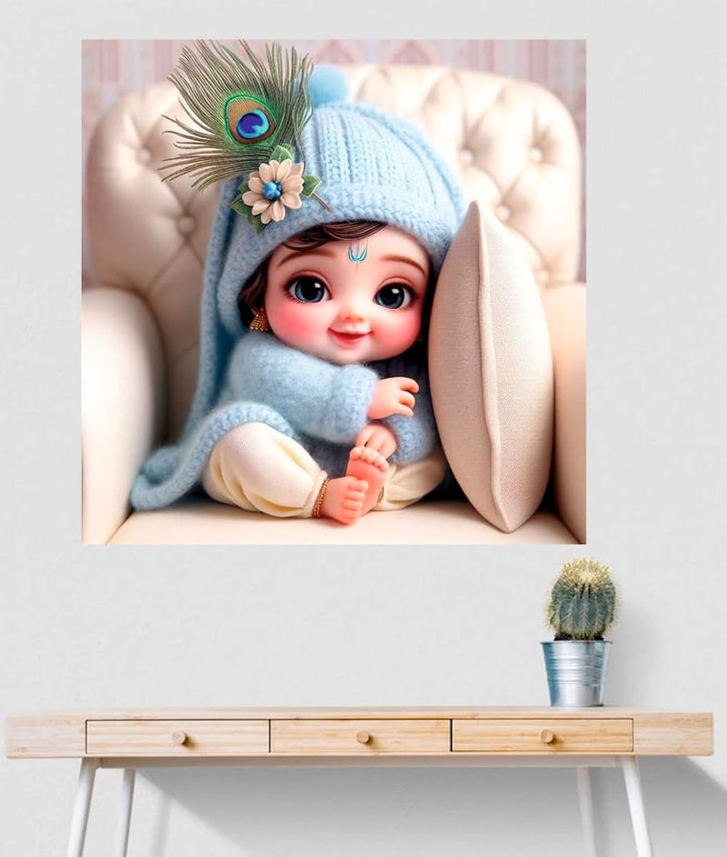 Akki World Baby Krishna Wall Poster (K_16_Poster_21) For Bed Room, Livng Room, Pooja Room, Office (Size - 41CM X 41CM) - Image 2