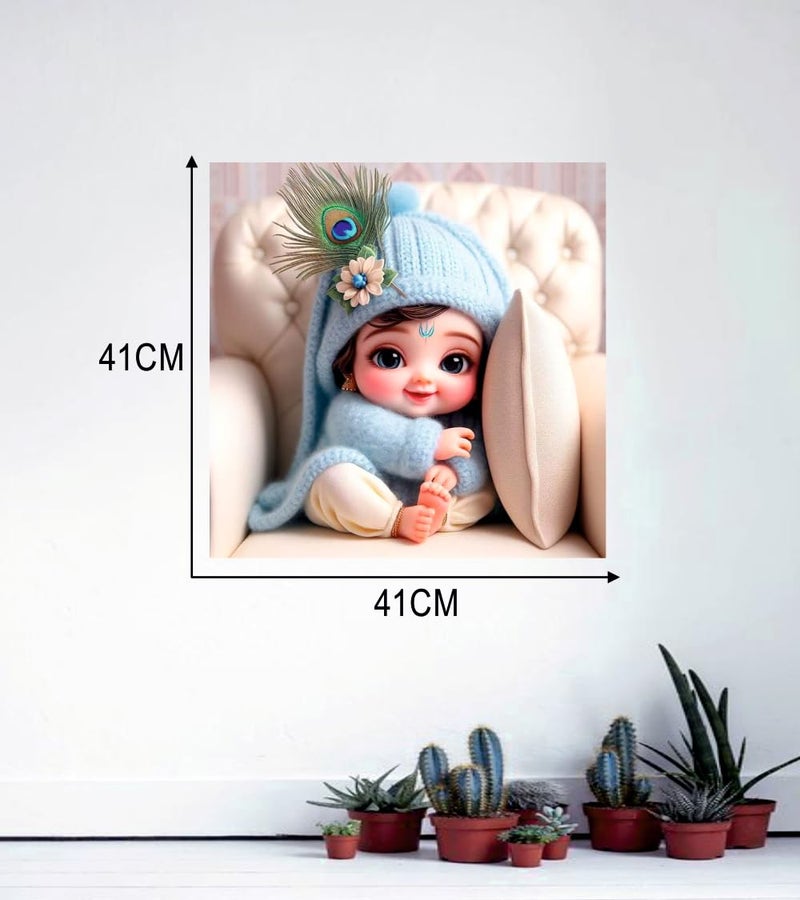 Akki World Baby Krishna Wall Poster (K_16_Poster_21) For Bed Room, Livng Room, Pooja Room, Office (Size - 41CM X 41CM) - Image 5