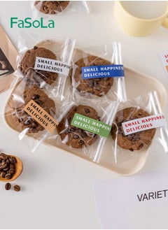 Fasola Pastry Bags Transparent Cookie Biscuit Bags Baking Bags Candy Dessert Bags with 100 Sealing Labels Stickers  - Image 3