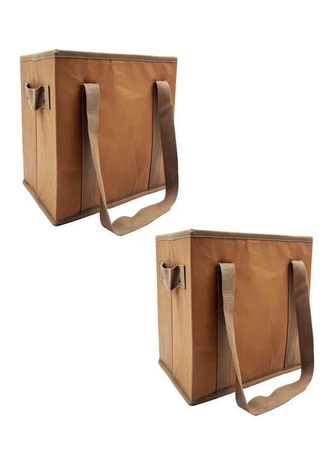 Earthwise Deluxe Collapsible Reusable Shopping Box Bag Set with Reinforced Bottom Wavy Friends Design Storage Boxes Bins Cubes Washable Paper (Set of 2) - Image 1