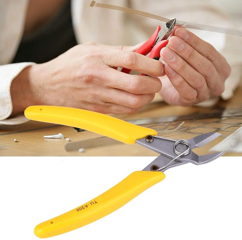 قاطع كابلات ستانلس ستيل احترافي مقاس 6 بوصة، كماشة إلكترونية دقيقة 1.8 مم بمقبض أصفر - Image 4